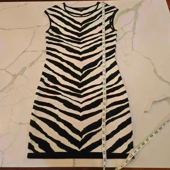 Express Stretch Zebra Animal Print Knit Dress Black Womens Size Medium - Picture 6 of 8